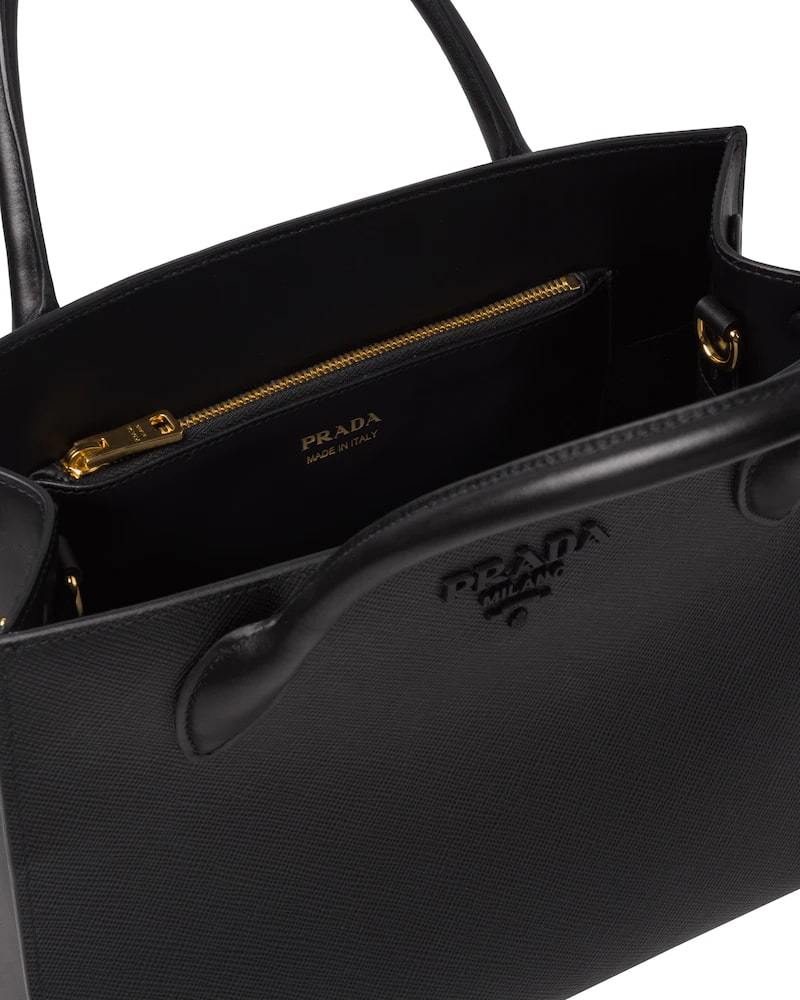 Prada Monochrome Bag, Medium Saffiano Leather, Gold Hardware
