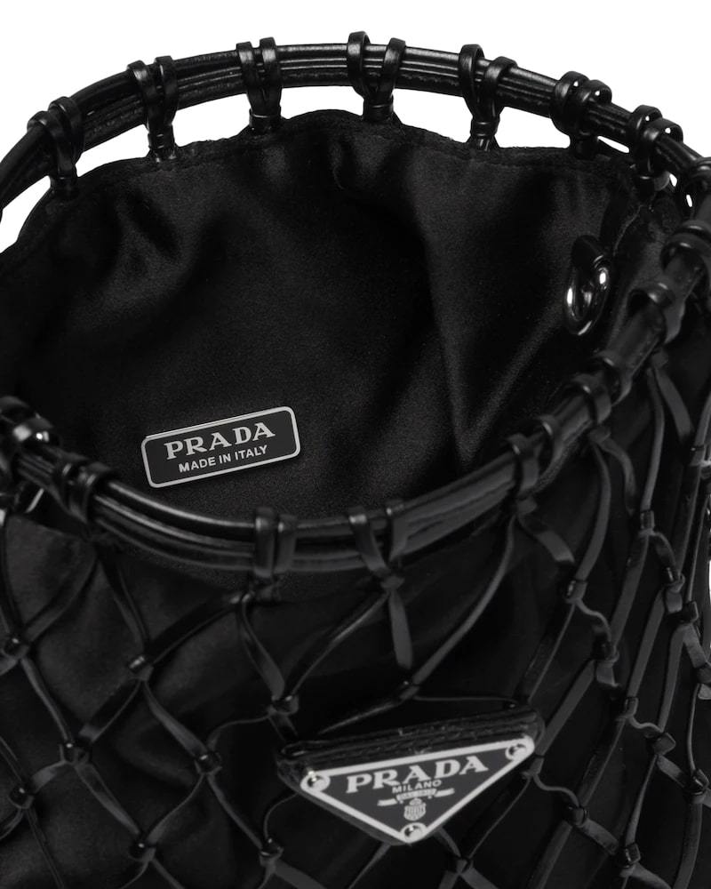 Mesh Shoulder Bag, Prada Fabric Clutch, Detachable Chain