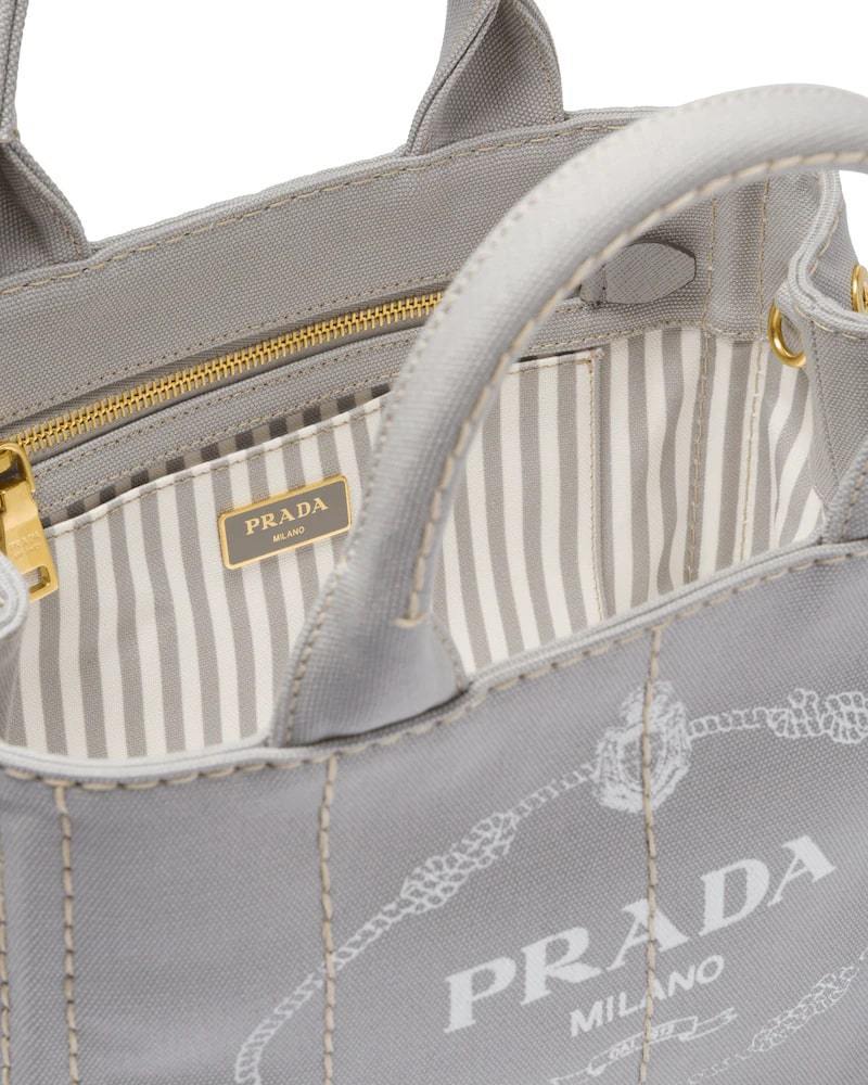Prada Cotton Tote Bag, Canvas, Small, Shoulder Strap