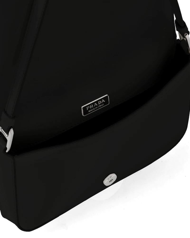 Brushed Leather Shoulder Bag, Prada Logo Flap, Nappa Lined