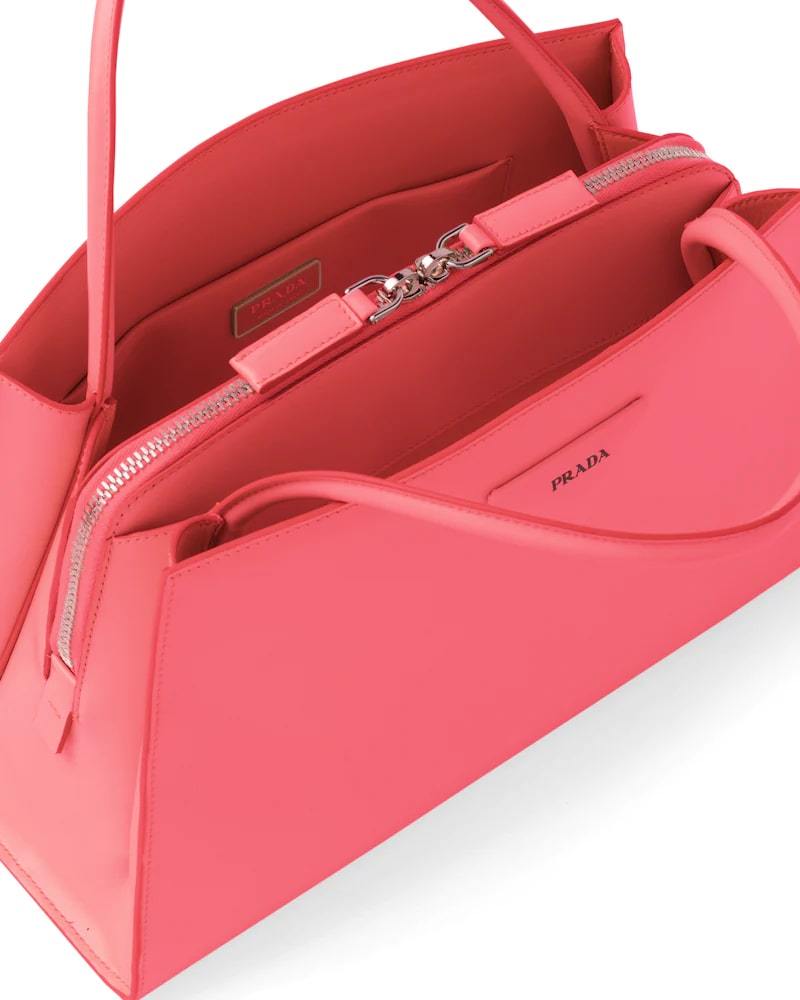 Brushed Leather Handbag, Prada Triangle Logo, 33cm