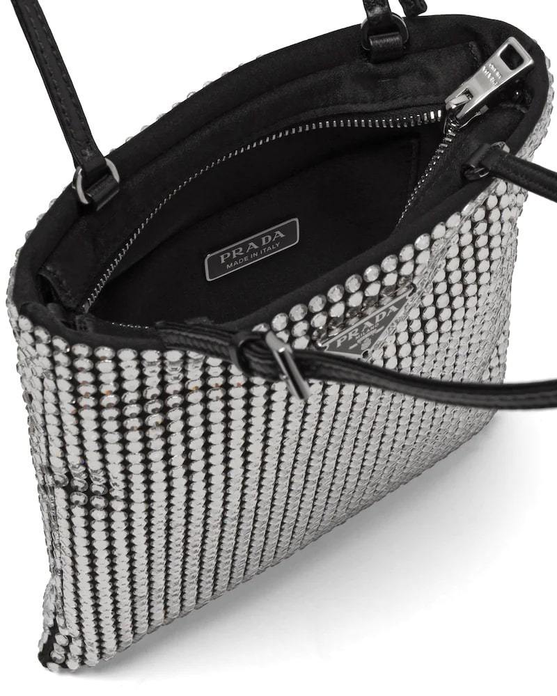 Crystal Embellished Handbag, Prada Satin, 20cm Height