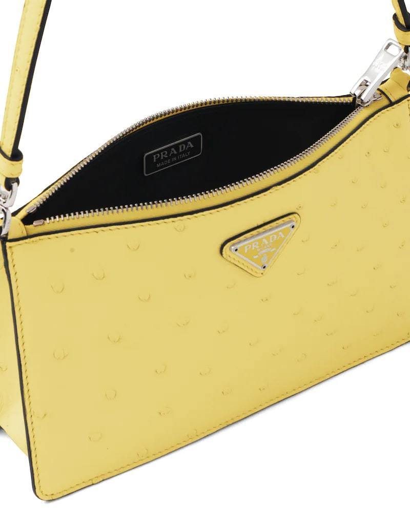Prada Ostrich Mini Bag, Structured Leather Handbag