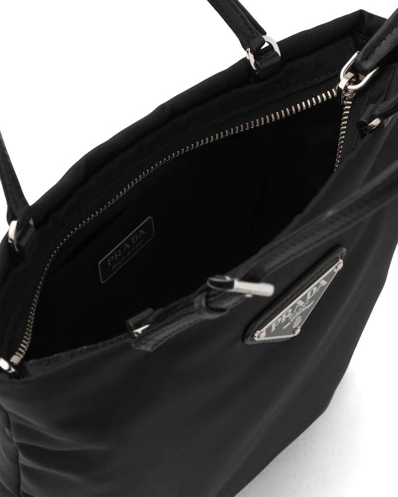 Prada Nylon Handbag, Chain Strap, Metal Logo
