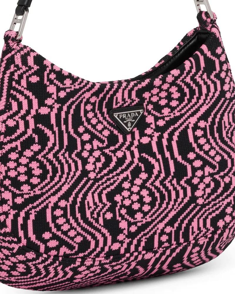 Prada Cleo Jacquard Knit and Leather Bag
