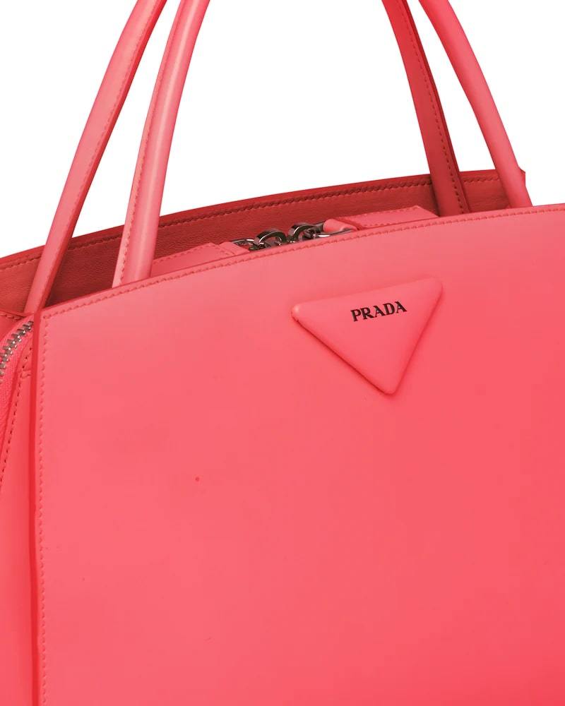 Brushed Leather Handbag, Prada Triangle Logo, 33cm