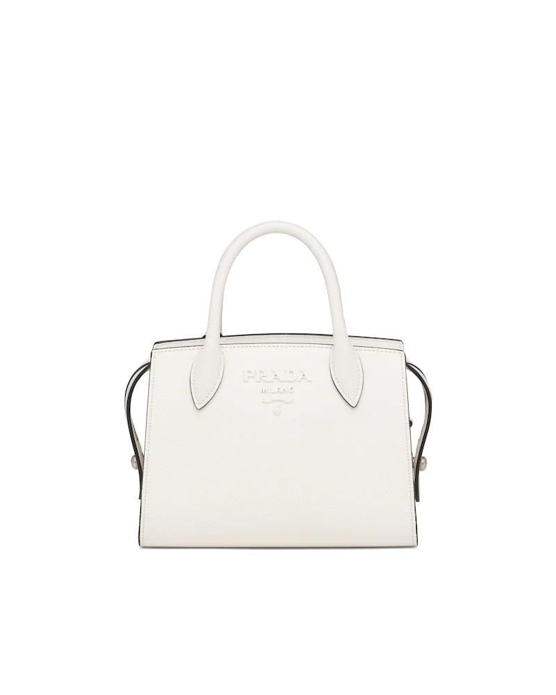 Prada Saffiano Handbag, Two-Handle Leather Monochrome Bag