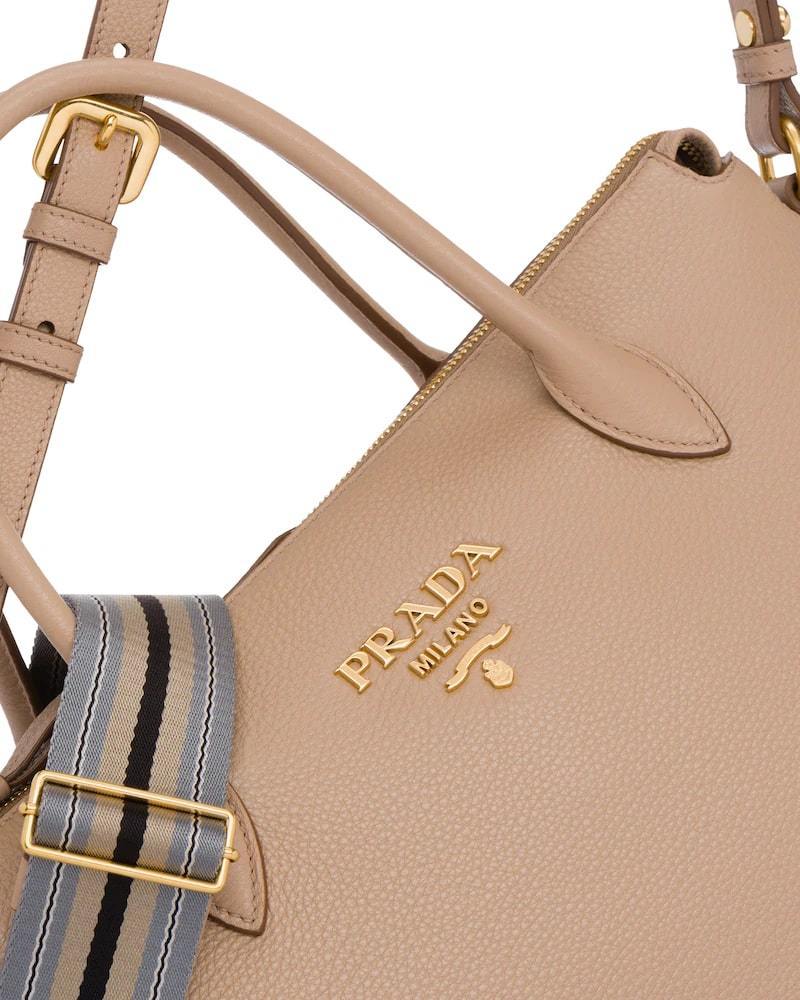 Prada Leather Handbag, Dual Strap, Adjustable, Zipper