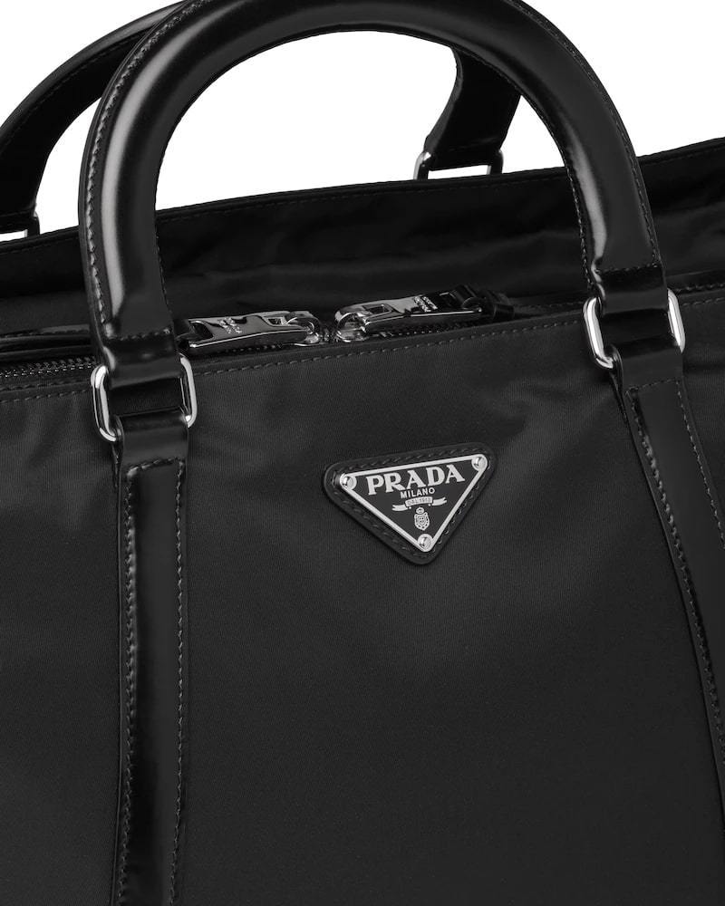 Prada Nylon Tote Bag, Large Leather Saffiano Accents