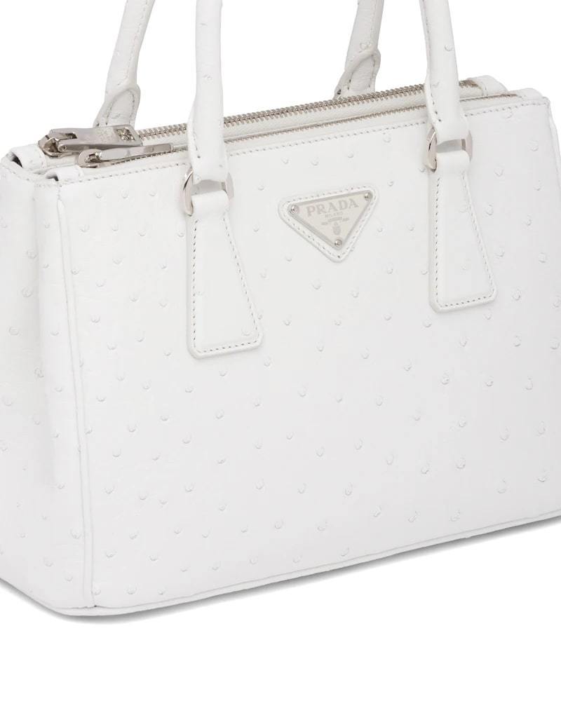 Prada Galleria Ostrich Bag, Small Leather Handbag, Designer