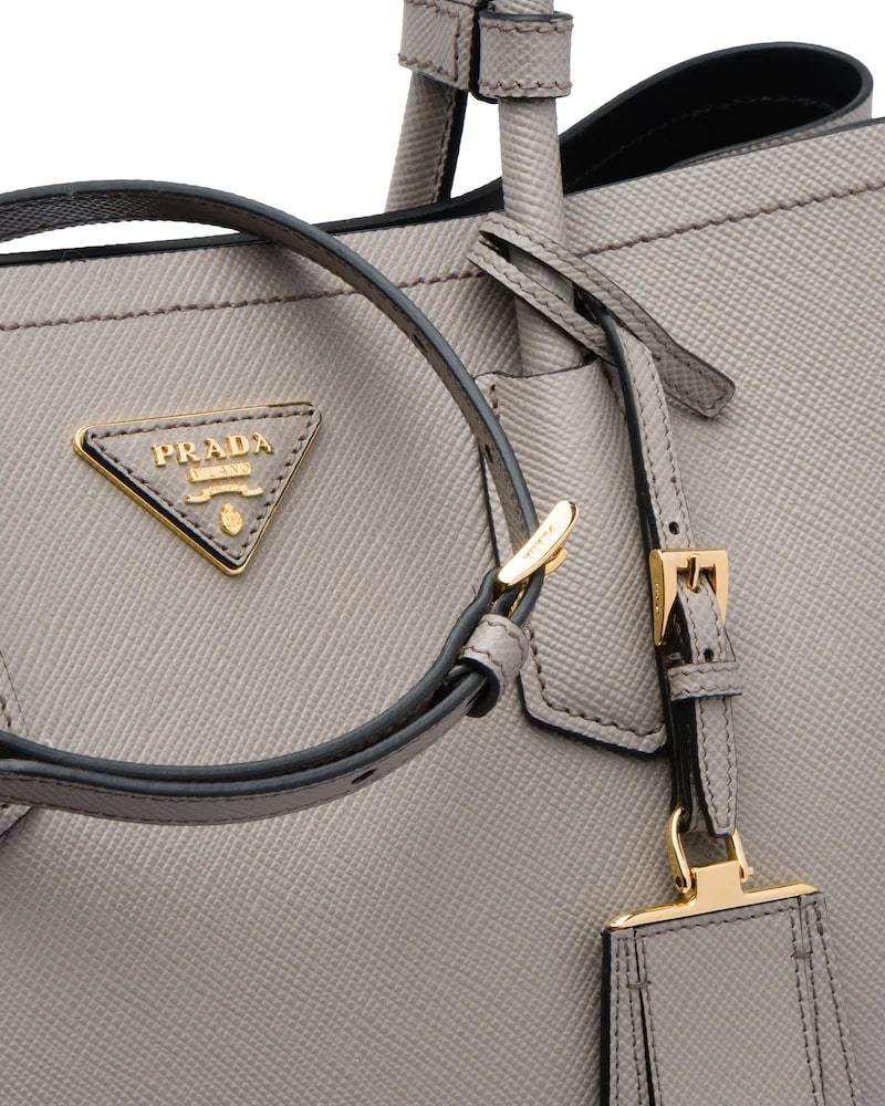 Prada Saffiano Double Bag, Medium Leather Tote, Gold Hardware
