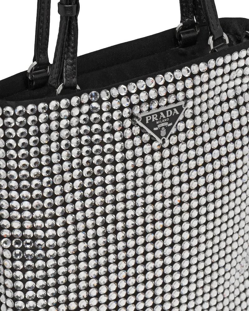 Crystal Embellished Handbag, Prada Satin, 20cm Height