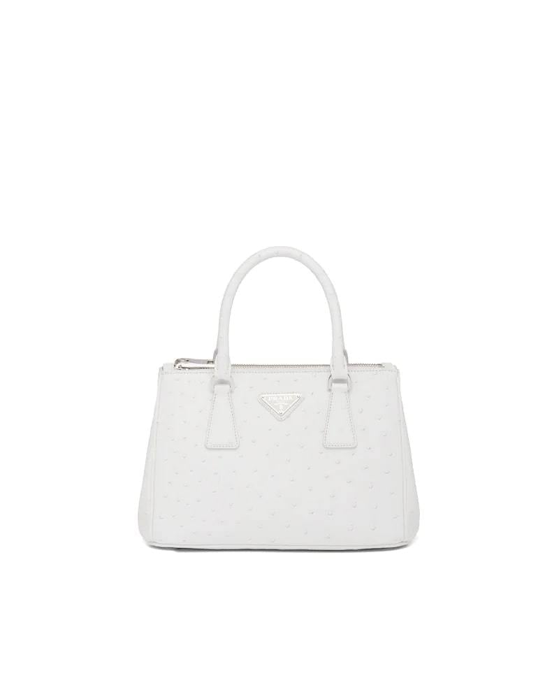 Prada Galleria Ostrich Bag, Small Leather Handbag, Designer