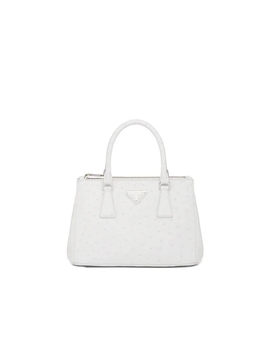 Prada Galleria Ostrich Bag, Small Leather Handbag, Designer