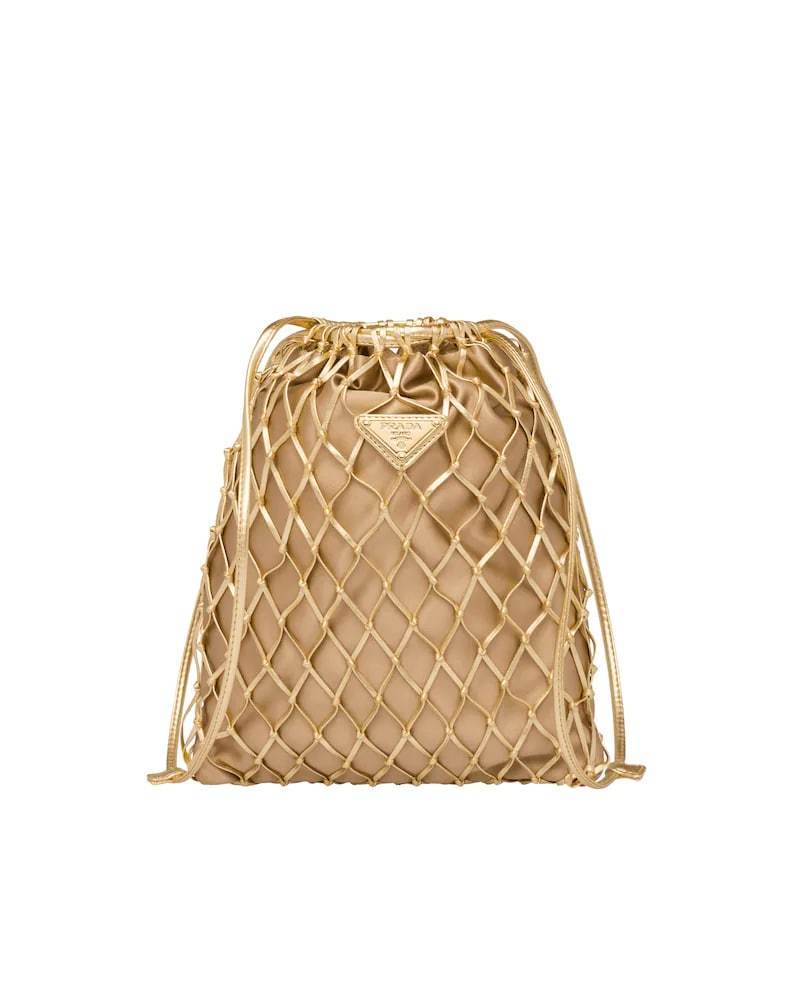 Mesh Shoulder Bag, Prada Fabric Clutch, Detachable Chain