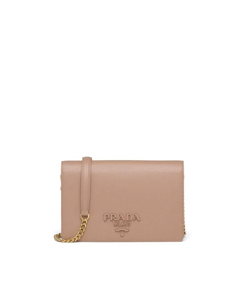 Prada Saffiano Mini Bag, Leather Shoulder Strap, Chain