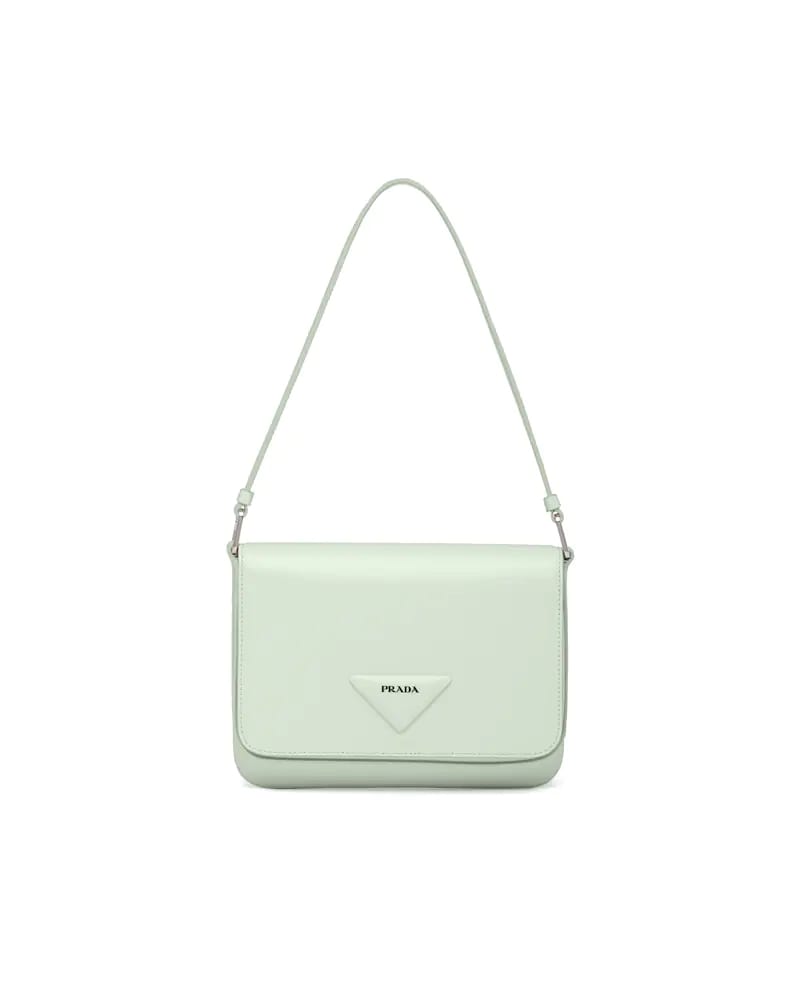 Brushed Leather Shoulder Bag, Prada Logo Flap, Nappa Lined