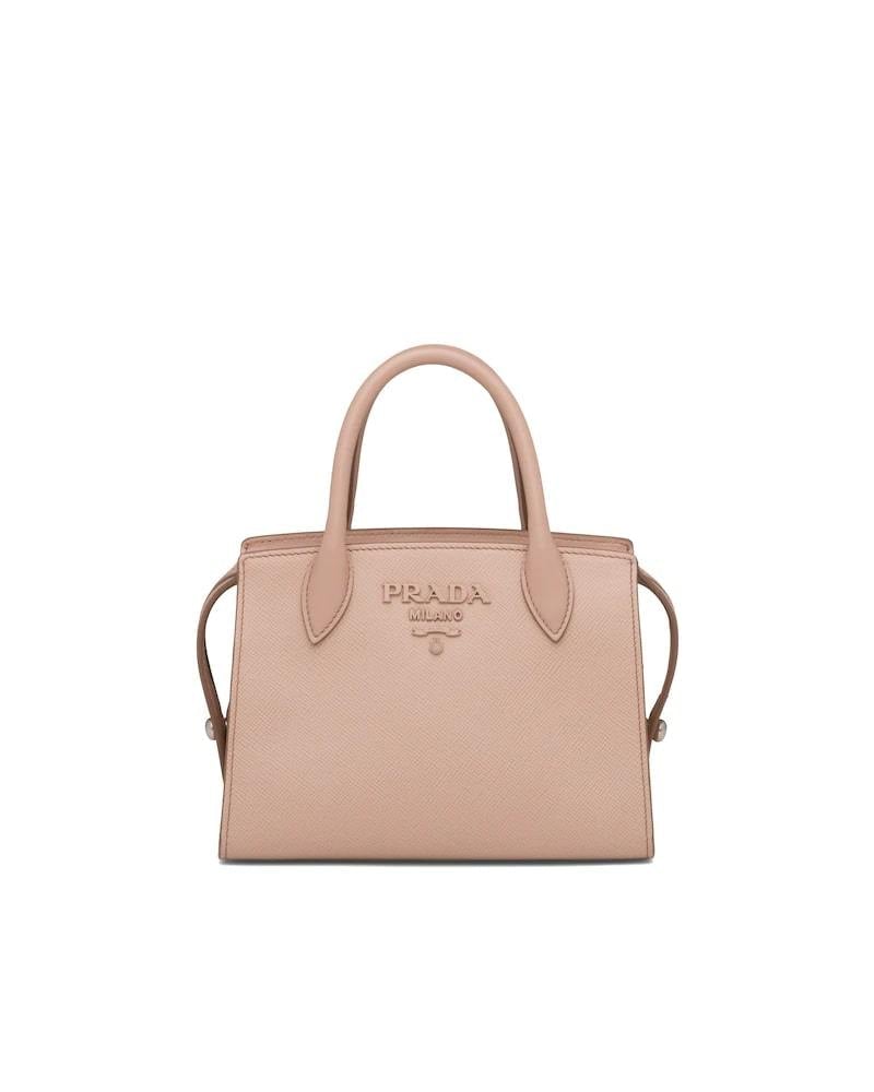 Prada Saffiano Handbag, Two-Handle Leather Monochrome Bag