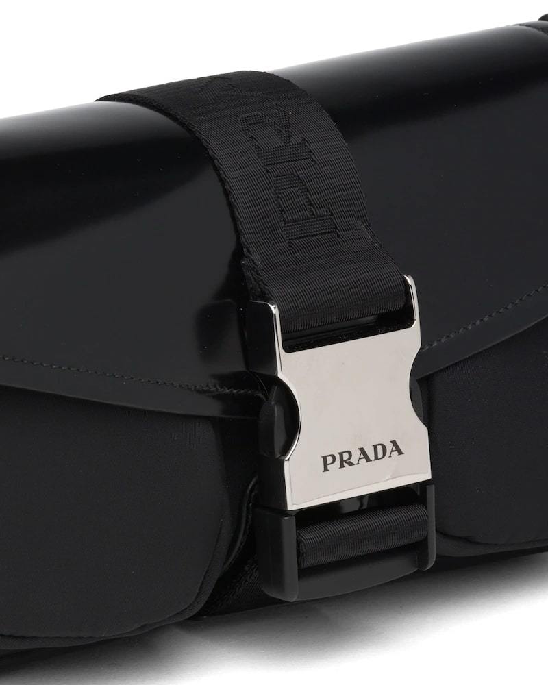 Prada Nylon Shoulder Bag, Brushed Leather Pocket