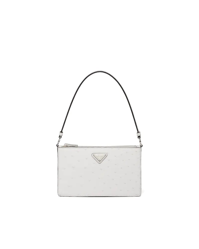 Prada Ostrich Mini Bag, Structured Leather Handbag