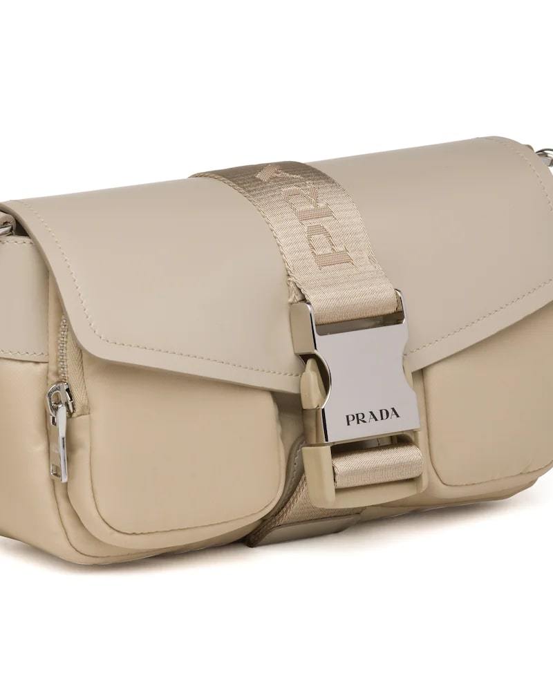 Prada Nylon Shoulder Bag, Brushed Leather Pocket