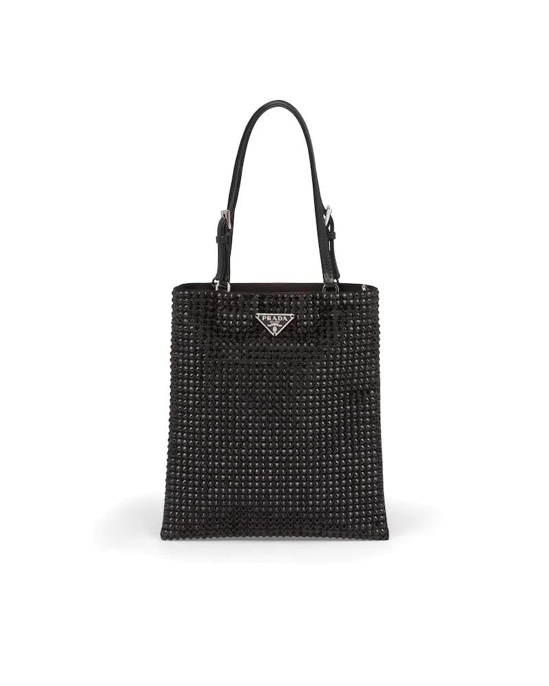 Crystal Embellished Handbag, Prada Satin, 20cm Height