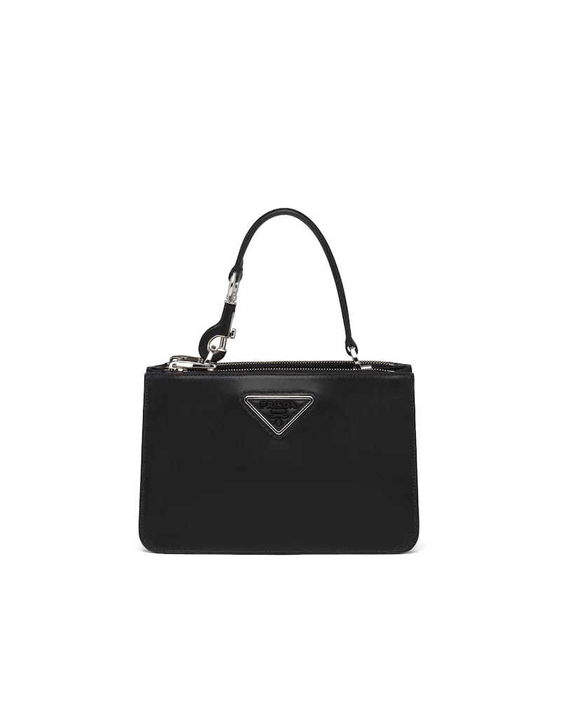 Prada Leather Handbag, Structured Shoulder Bag, Metal Logo