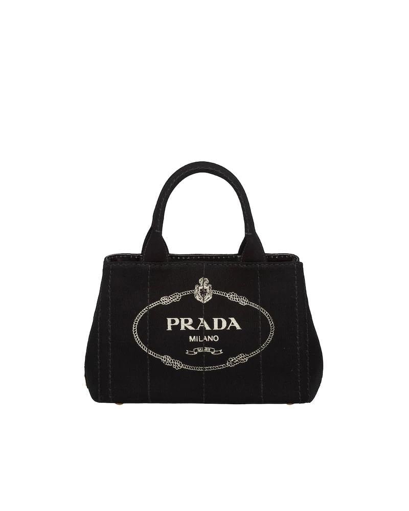 Prada Cotton Tote Bag, Canvas, Small, Shoulder Strap