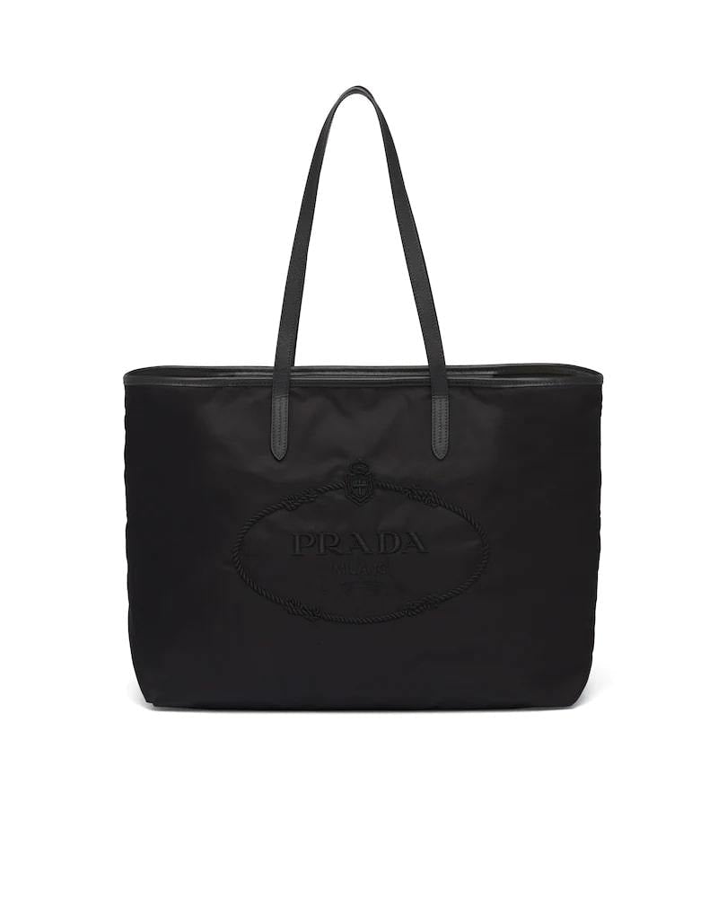 Prada Nylon Tote Bag, Saffiano Leather, Embroidered Logo