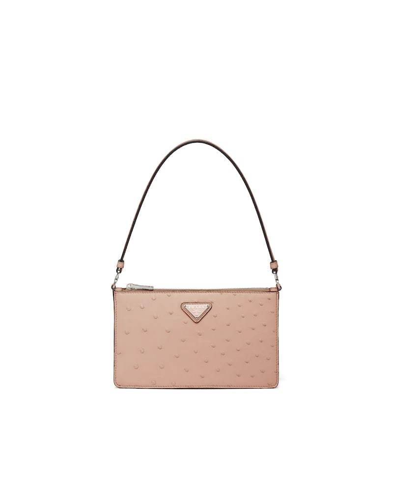 Prada Ostrich Mini Bag, Structured Leather Handbag