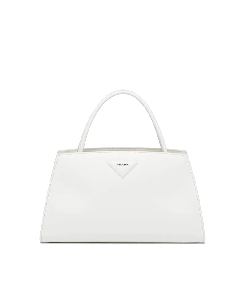 Brushed Leather Handbag, Prada Triangle Logo, 33cm
