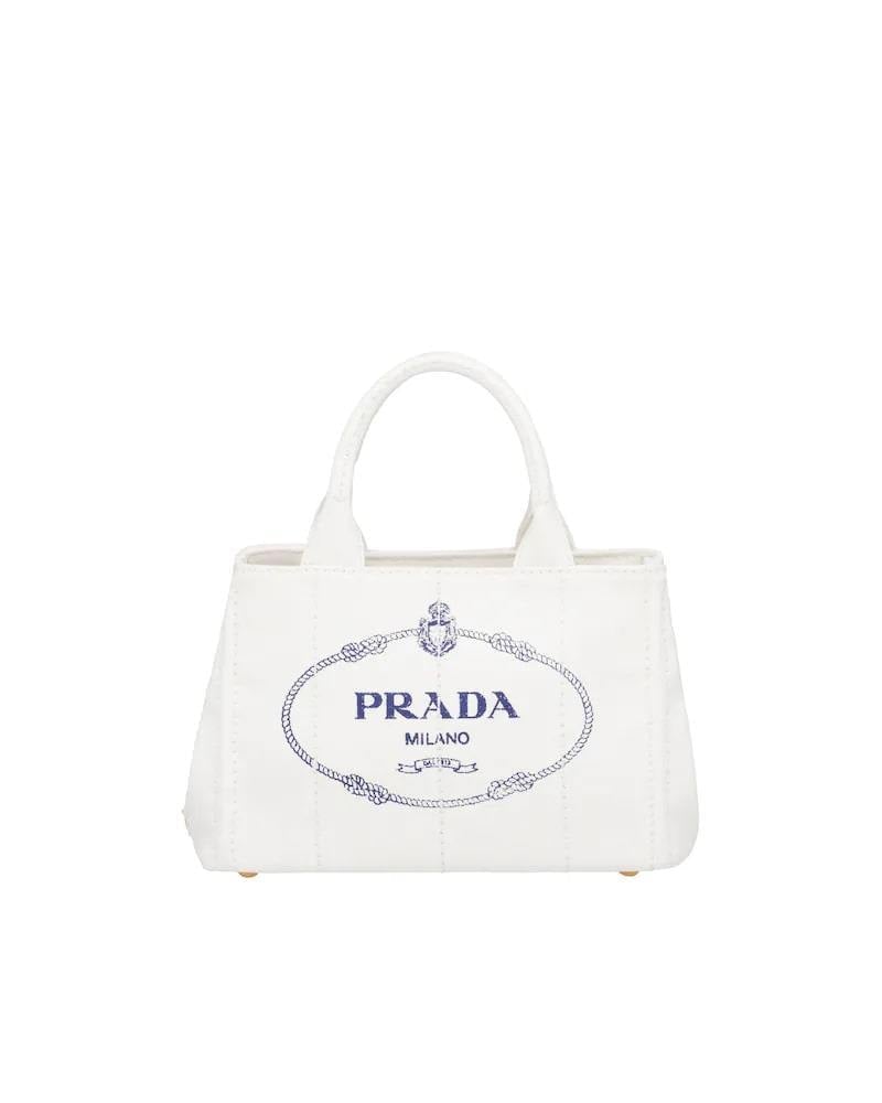 Prada Cotton Tote Bag, Canvas, Small, Shoulder Strap