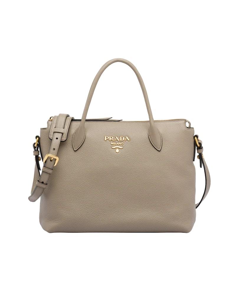 Designer Leather Handbag, Prada Double Strap Bag, 35cm