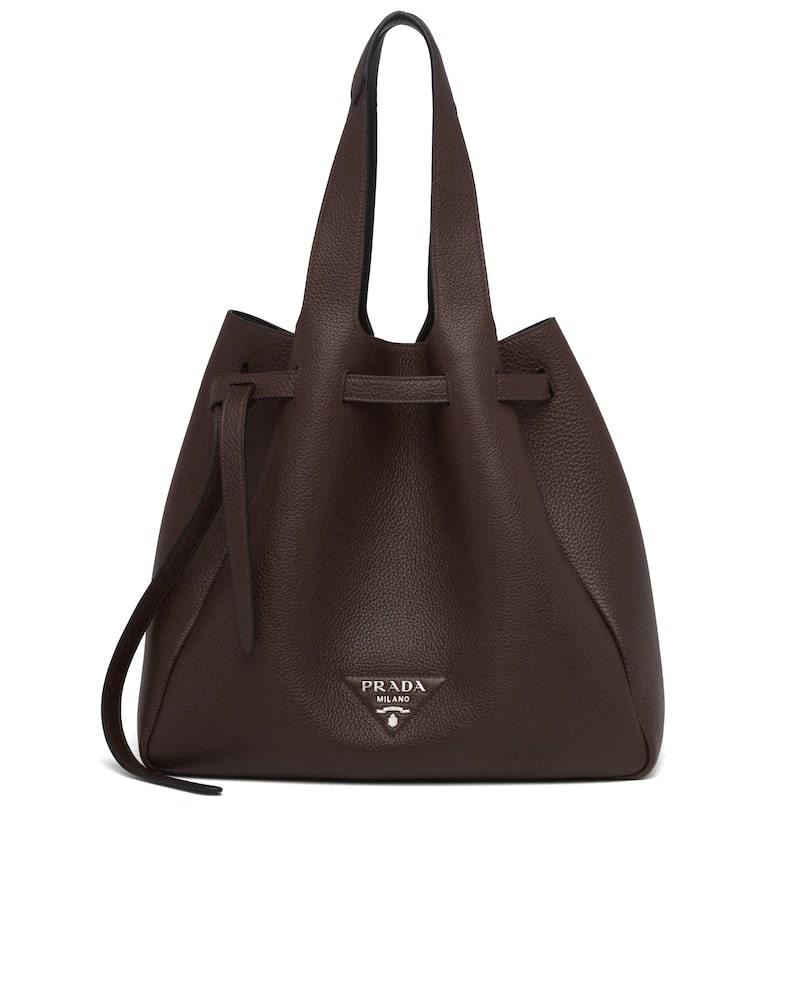 Prada Leather Tote, Metal Logo, Nappa Lining, 33cm