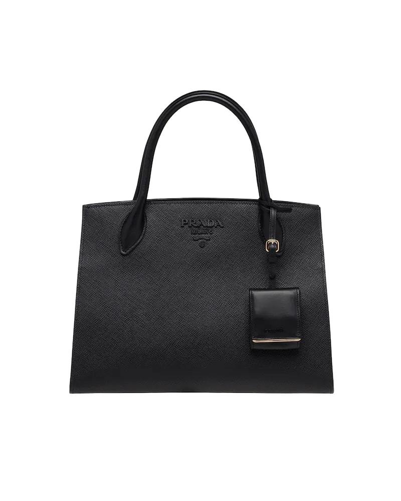 Prada Monochrome Bag, Medium Saffiano Leather, Gold Hardware