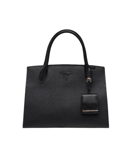Prada Monochrome Bag, Medium Saffiano Leather, Gold Hardware