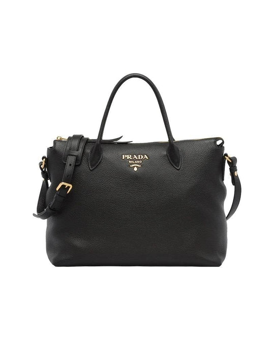 Designer Leather Handbag, Prada Double Strap Bag, 35cm