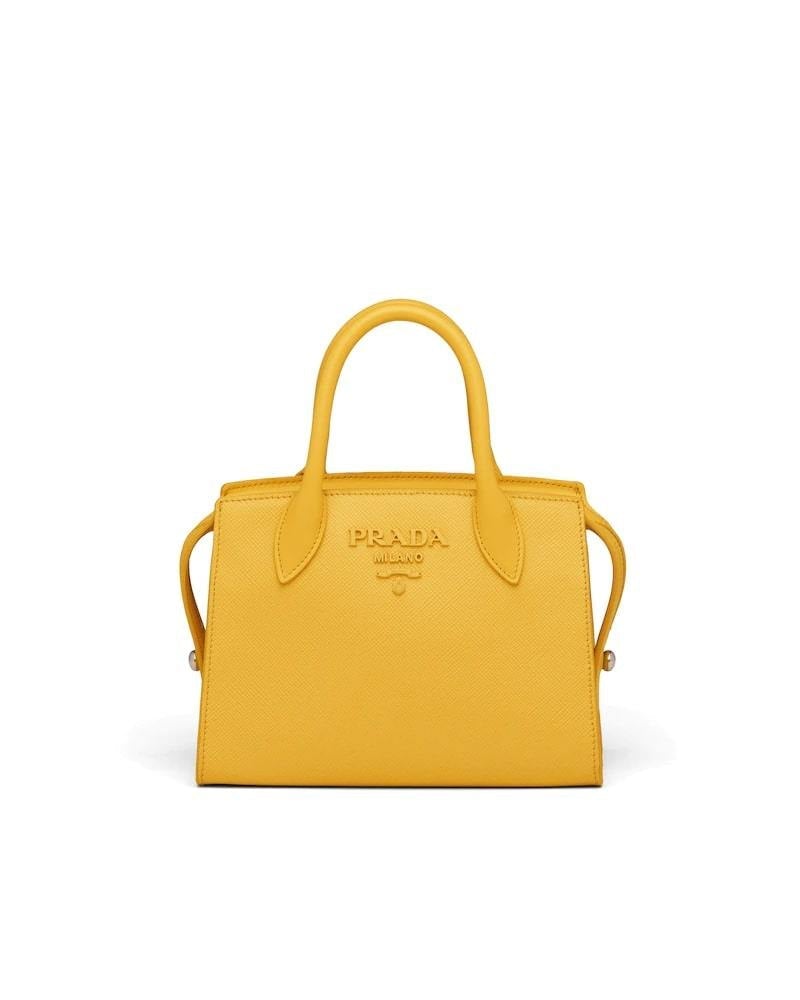Prada Saffiano Handbag, Two-Handle Leather Monochrome Bag
