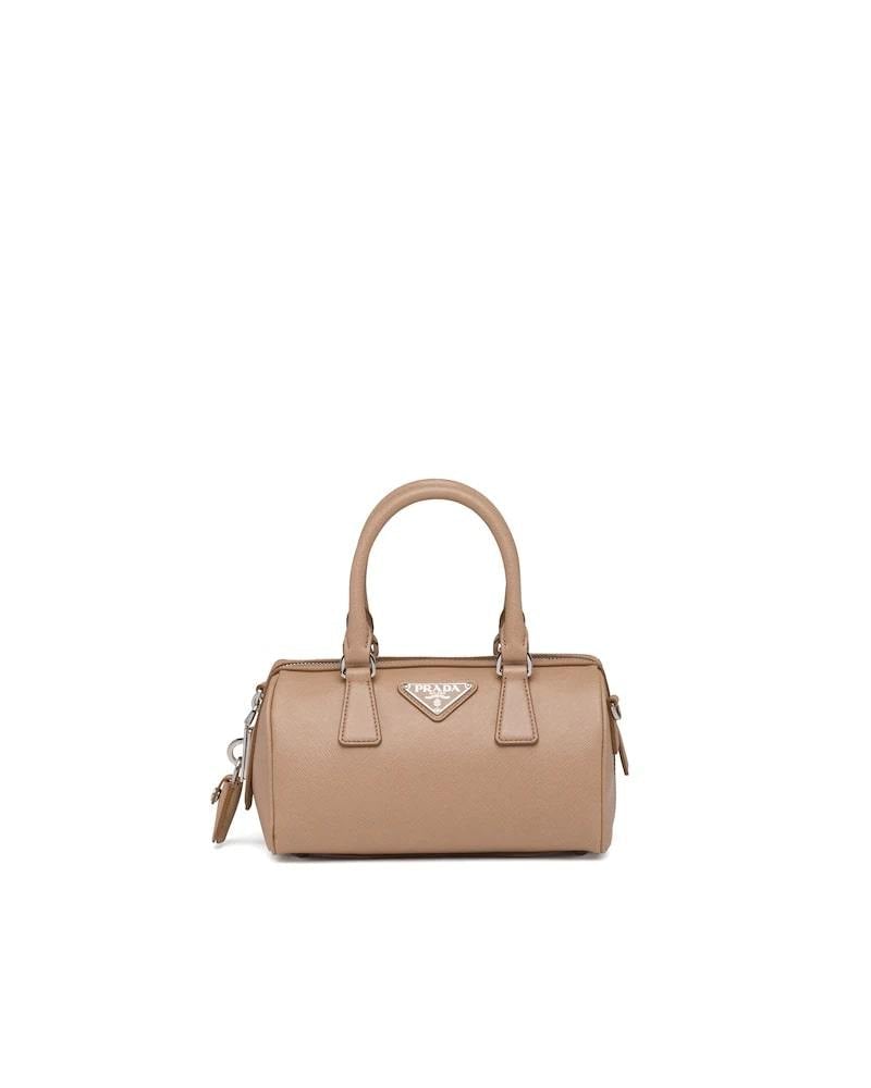 Saffiano Leather Handbag, Top-Handle, Detachable Strap