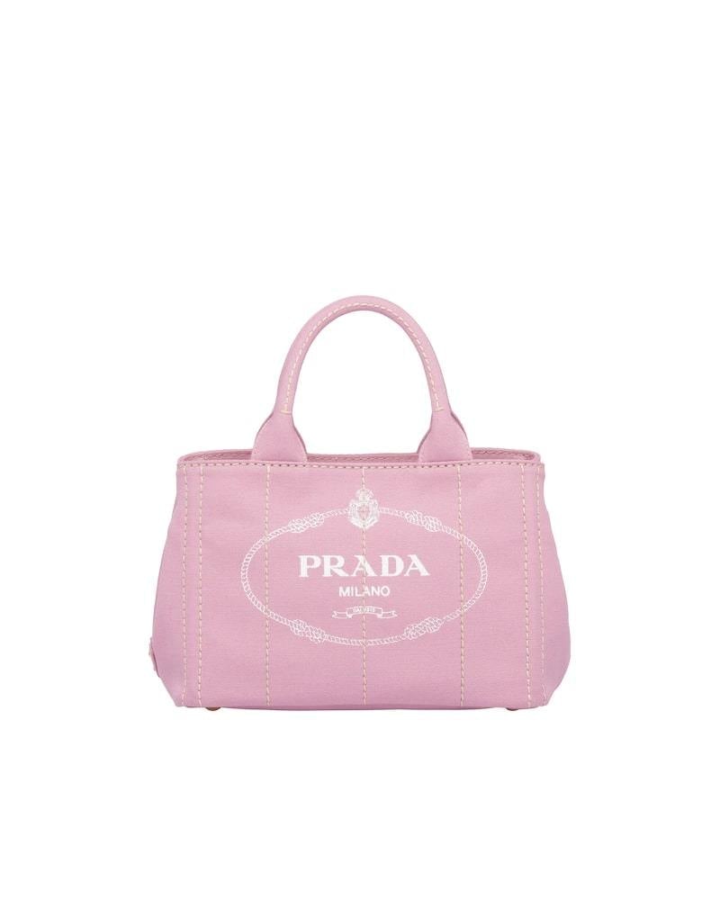 Prada Cotton Tote Bag, Canvas, Small, Shoulder Strap