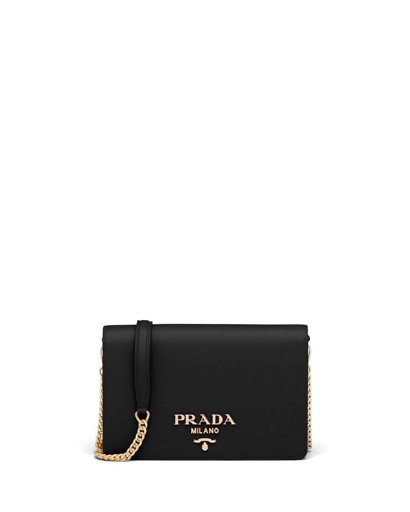 Prada Saffiano Mini Bag, Leather Shoulder Strap, Chain