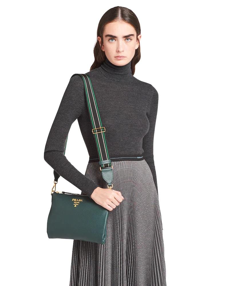 Prada Leather Shoulder Bag, Calf Leather, 30cm Width