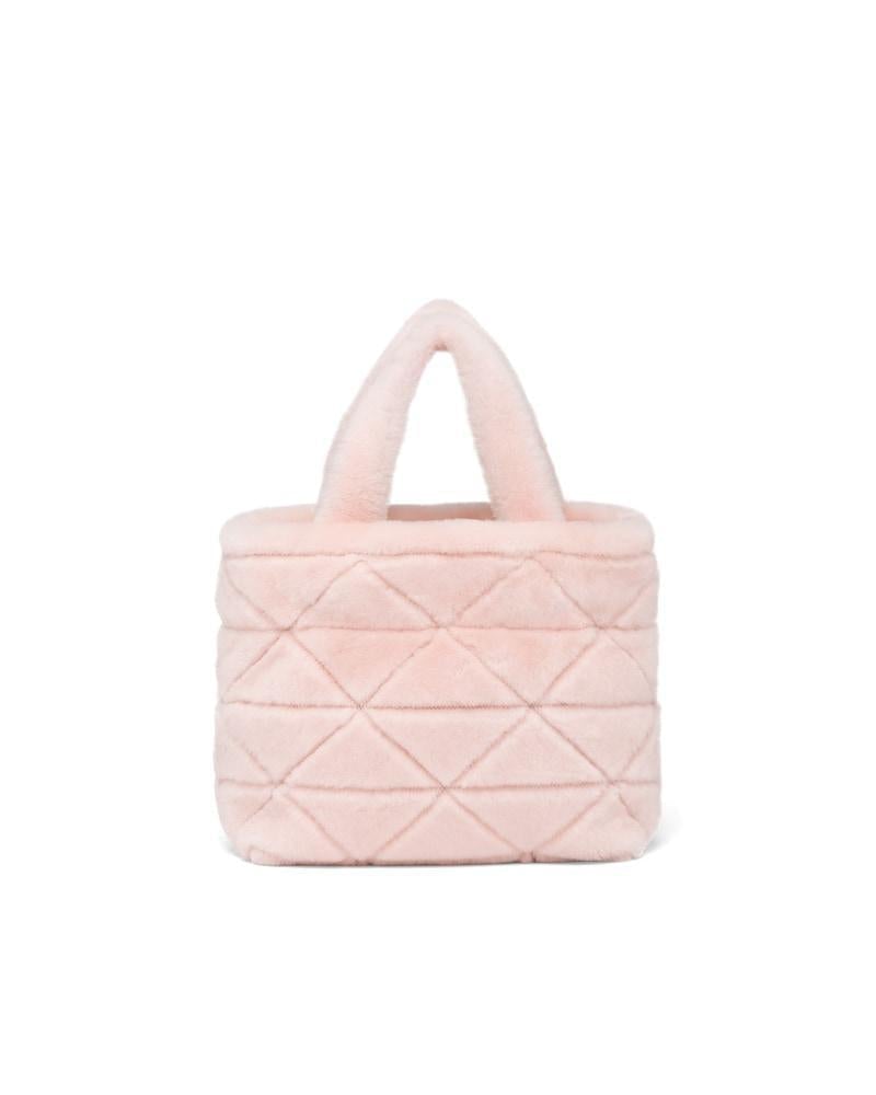 Prada Shearling Tote Bag, Triangle Logo, Adjustable Strap