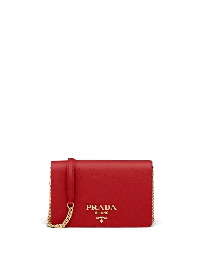 Prada Saffiano Mini Bag, Leather Shoulder Strap, Chain