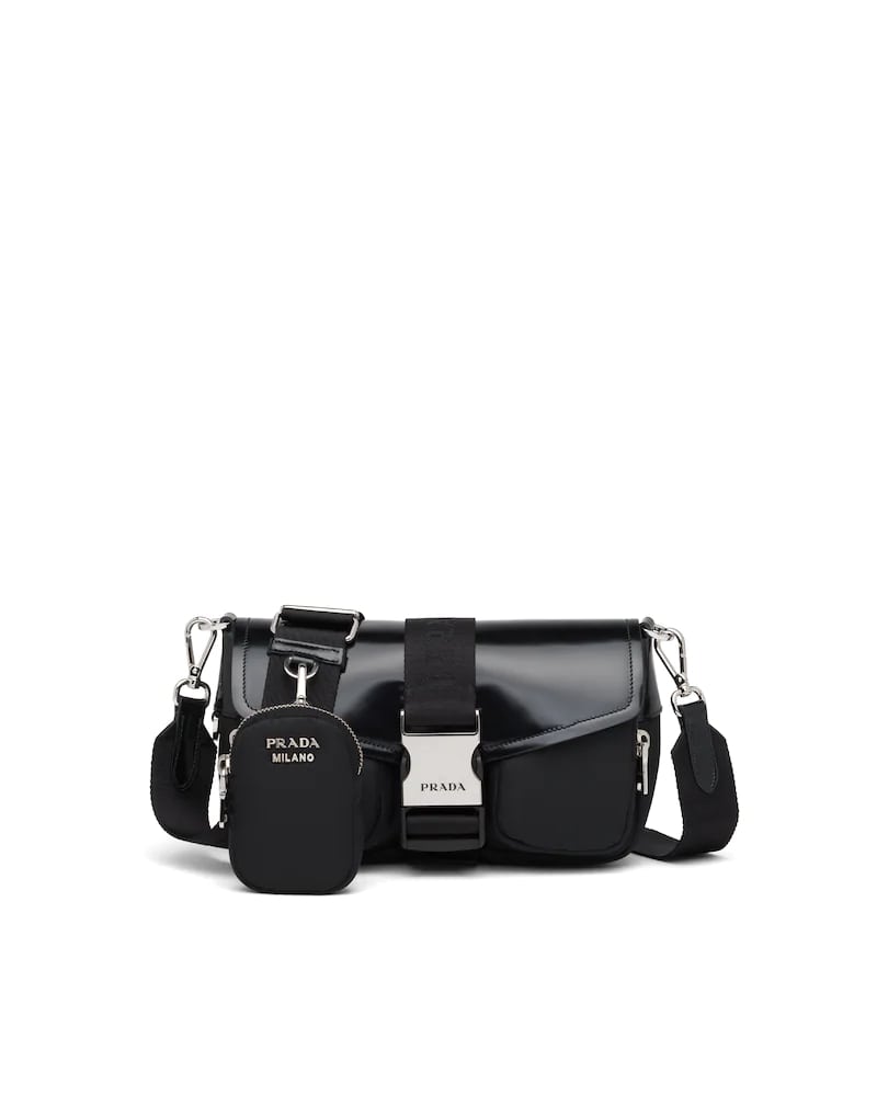Prada Nylon Shoulder Bag, Brushed Leather Pocket