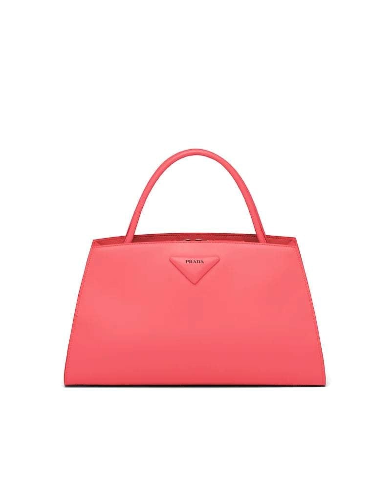 Brushed Leather Handbag, Prada Triangle Logo, 33cm