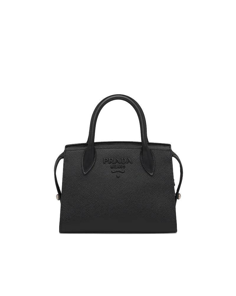 Prada Saffiano Handbag, Two-Handle Leather Monochrome Bag