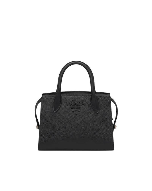 Prada Saffiano Handbag, Two-Handle Leather Monochrome Bag