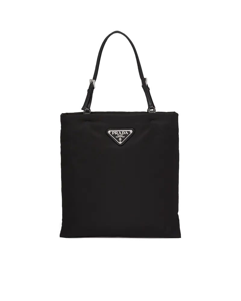 Prada Nylon Handbag, Chain Strap, Metal Logo