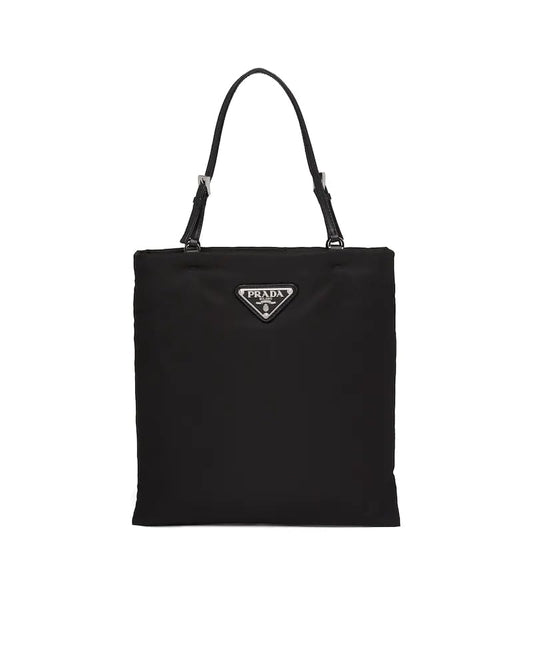Prada Nylon Handbag, Chain Strap, Metal Logo
